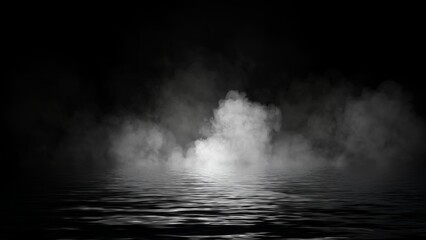Mystery coastal fog . Smoke on the shore . Reflection in water. Texture overlays background. Stock illustration