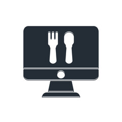 Black Online ordering and fast food delivery icon isolated on white background. Vector