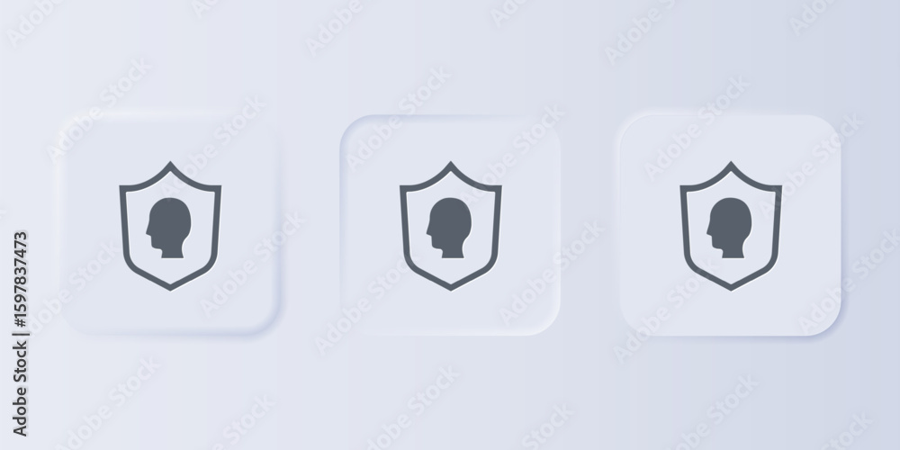 Poster grey user protection icon isolated on grey background. secure user login, password protected, person