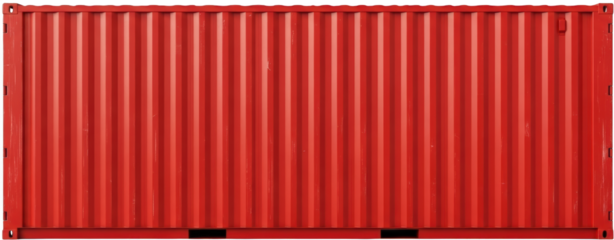 Full frame view of a red corrugated shipping container with textured surface isolate