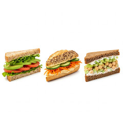 Many sandwiches isolated on white