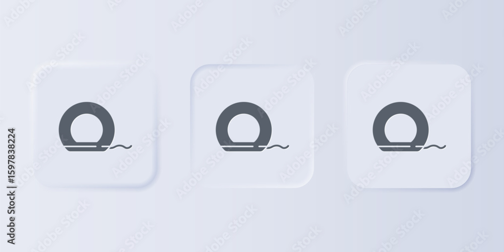Poster grey dental floss icon isolated on grey background. set icons in square buttons. vector