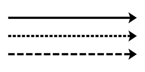 Straight dashed arrow icon set