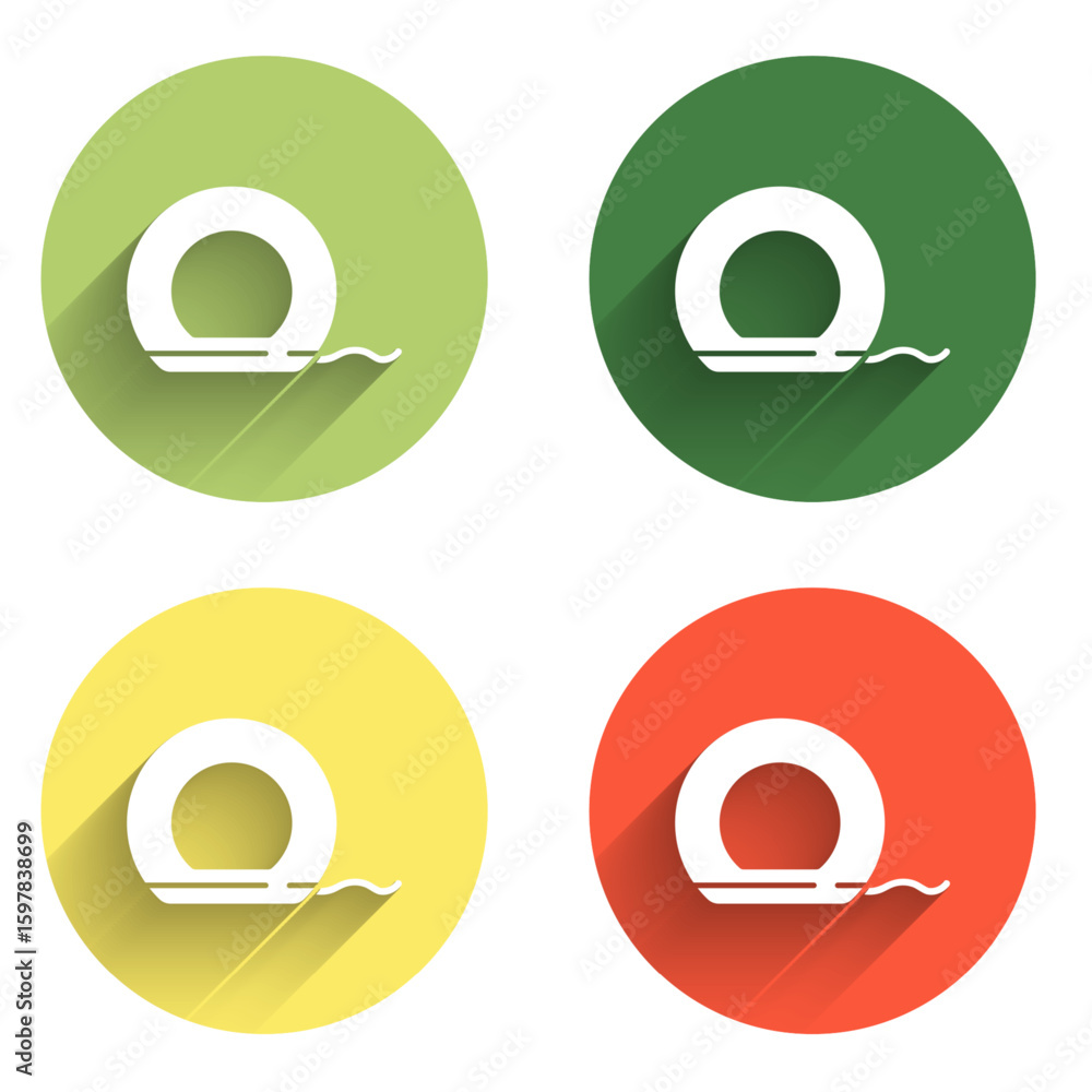 Poster set dental floss icon isolated with long shadow background. color circle button. vector