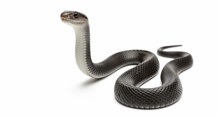 Obraz premium Elegant Black Mamba Snake Isolated on White Background, Studio Shot