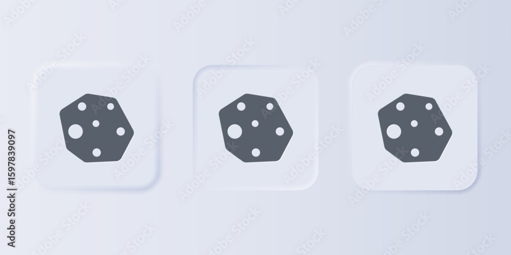 Poster grey asteroid icon isolated on grey background. set icons in square buttons. vector