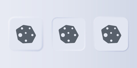 Grey Asteroid icon isolated on grey background. Set icons in square buttons. Vector