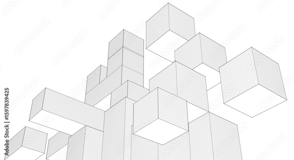 Poster abstract modular architecture 3d rendering	
