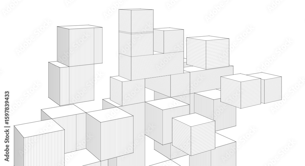 Poster abstract modular architecture 3d rendering	
