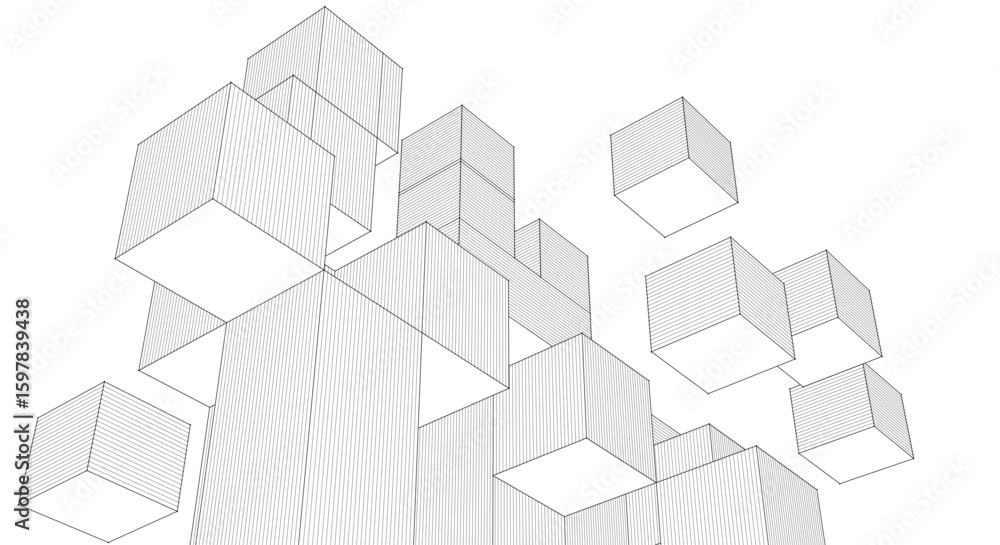 Poster abstract modular architecture 3d rendering	
