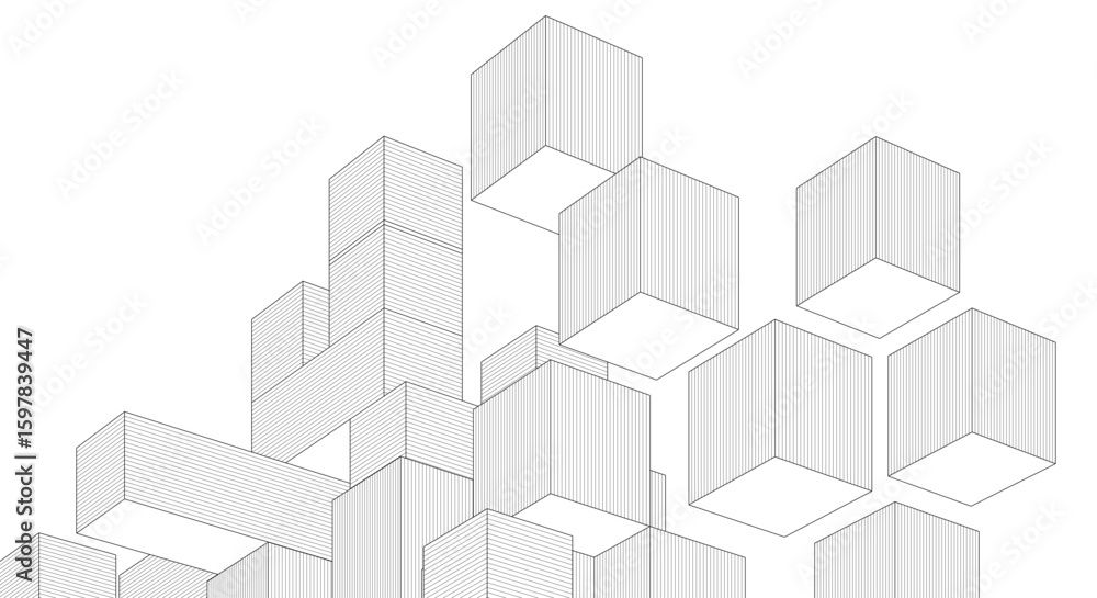 Poster abstract modular architecture 3d rendering	

