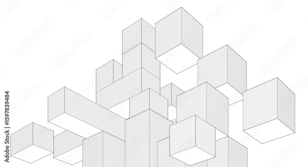 Poster abstract modular architecture 3d rendering	
