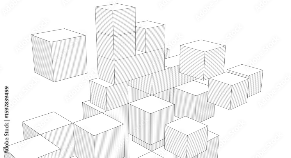 Poster abstract modular architecture 3d rendering	
