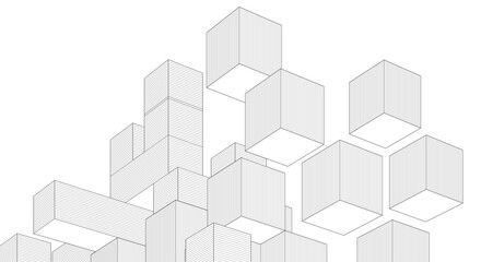 abstract modular architecture 3d rendering	
