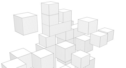 abstract modular architecture 3d rendering	
