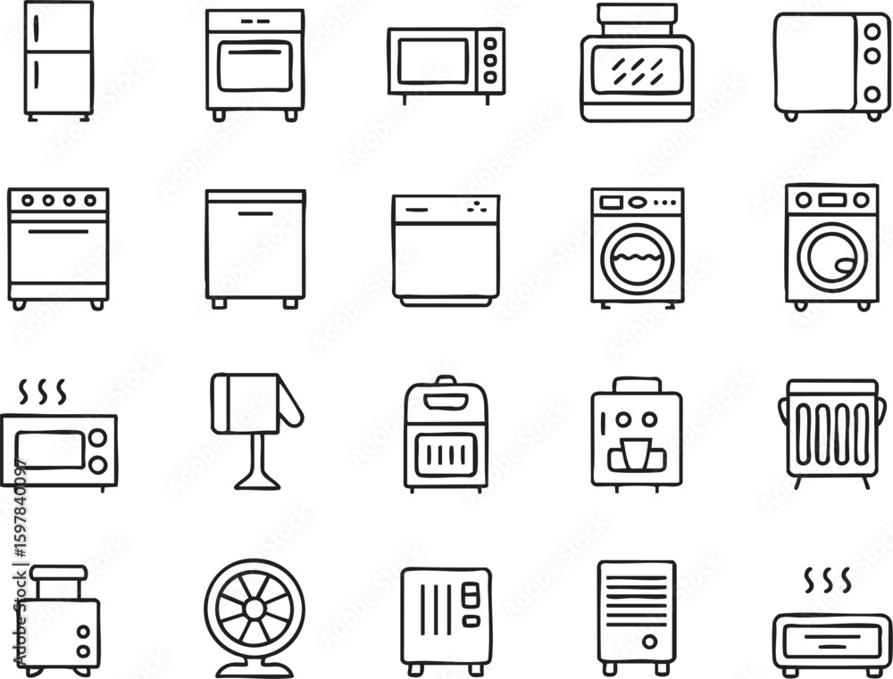 Poster set of icons for web and mobile