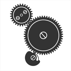 Hour gears. Watch movement parts. Ratchet weel, transmission weel and click. Drum wheel
and winding wheel of the clock mechanism. Vector illustration isolated on white background.