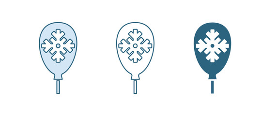 Blue Balloons with snowflake icon isolated on white background. Merry Christmas and Happy New Year. Vector