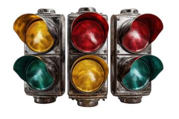 Vintage Traffic Lights Stop Go Caution Old Street Signals Transportation Safety Control System 98