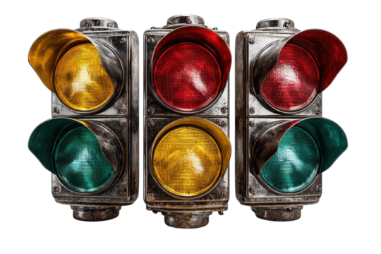 Vintage Traffic Lights Stop Go Caution Old Street Signals Transportation Safety Control System 98