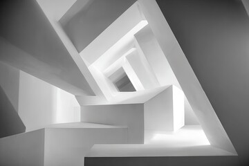 Fototapeta premium Abstract White Geometric Architecture Interior
