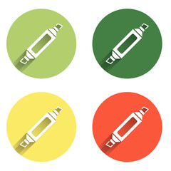 Set Marker pen icon isolated with long shadow background. Color circle button. Vector