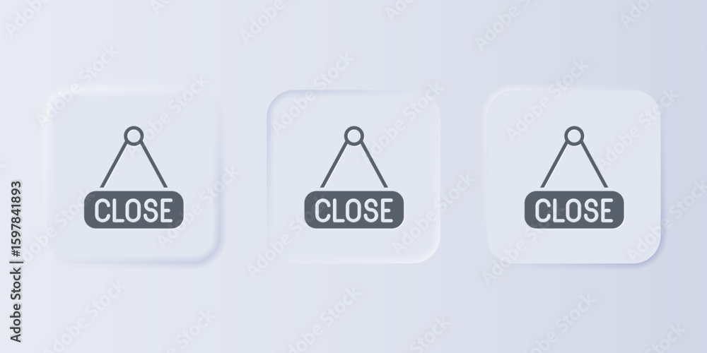 Fototapete grey hanging sign with text closed icon isolated on grey background. business theme for cafe or rest