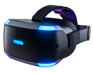   “Stylized Virtual Reality Headgear Icon with Signal Lines, Transparent Cutout”.