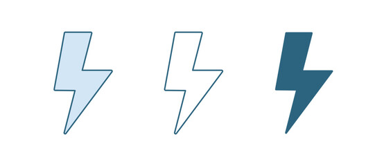 Blue Lightning bolt icon isolated on white background. Flash sign. Charge flash icon. Thunder bolt. Lighting strike. Vector