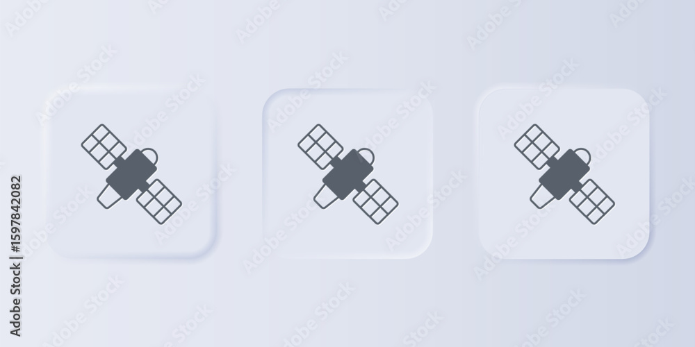 Aufkleber grey satellite icon isolated on grey background. set icons in square buttons. vector