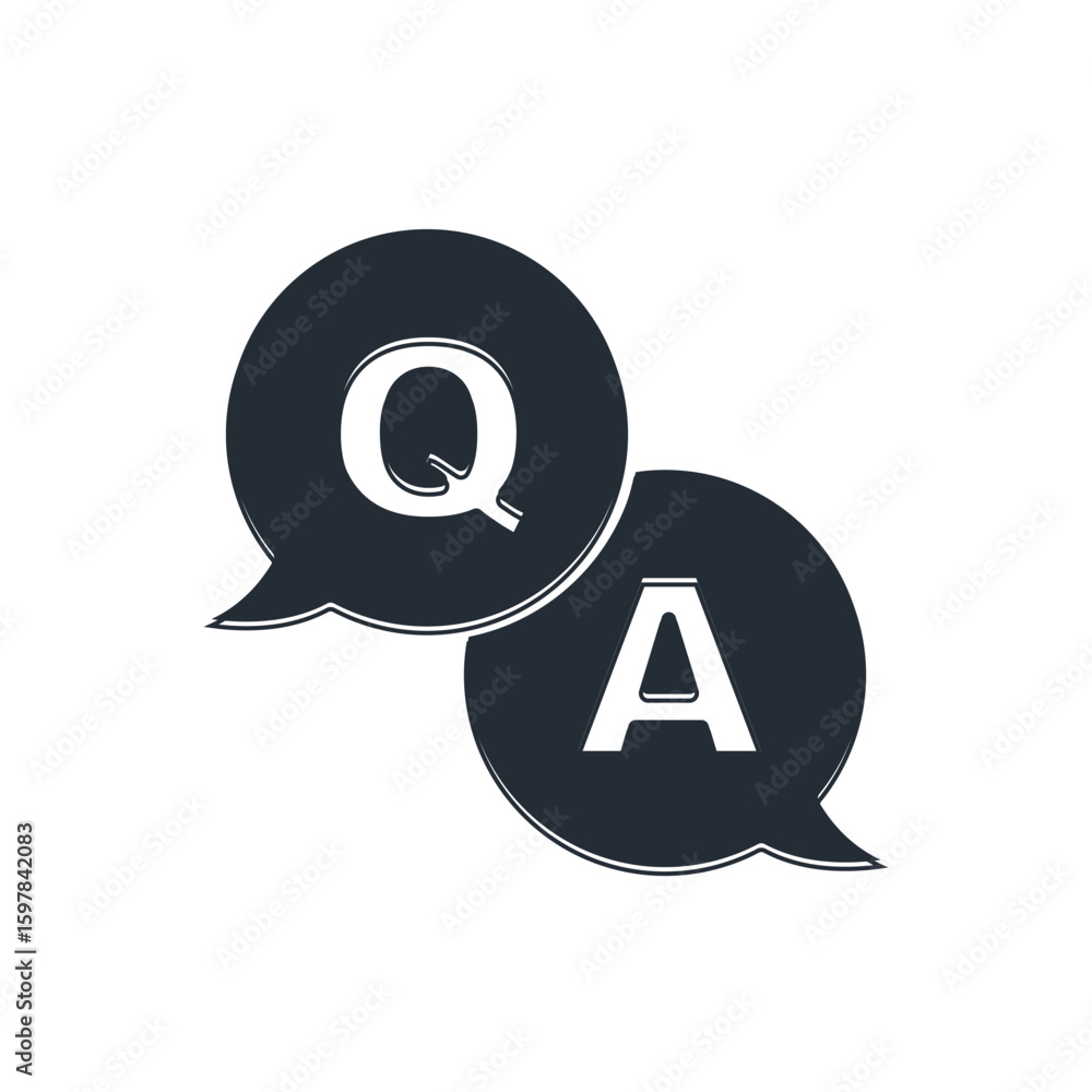 Aufkleber black speech bubbles with question and answer icon isolated on white background. q and a symbol. faq
