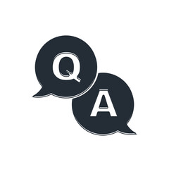 Black Speech bubbles with Question and Answer icon isolated on white background. Q and A symbol. FAQ sign. Chat speech bubble and chart. Vector