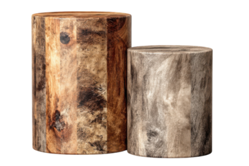 Rustic Wood Display Stands Nature s Artistry Cylindrical Design Natural Texture Elevated