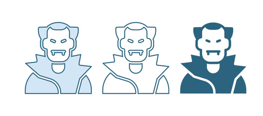 Blue Vampire icon isolated on white background. Happy Halloween party. Vector