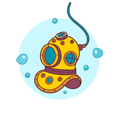 Colorful Cartoon Diving Helmet with Bubbles