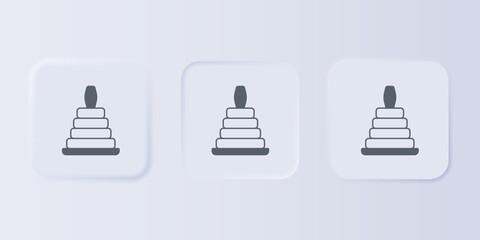 Grey Pyramid toy icon isolated on grey background. Set icons in square buttons. Vector