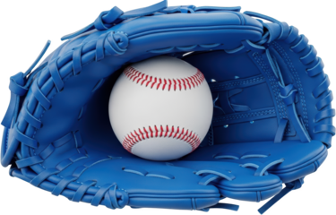 Blue Baseball Glove With White Ball Transparent Background Isolate Sport Leather