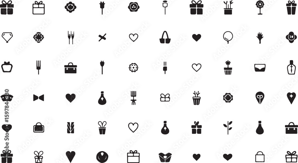 Poster collection of isolated music icon sets for web and mobile interface design