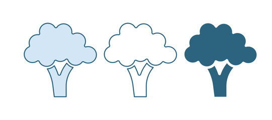 Blue Broccoli icon isolated on white background. Vector