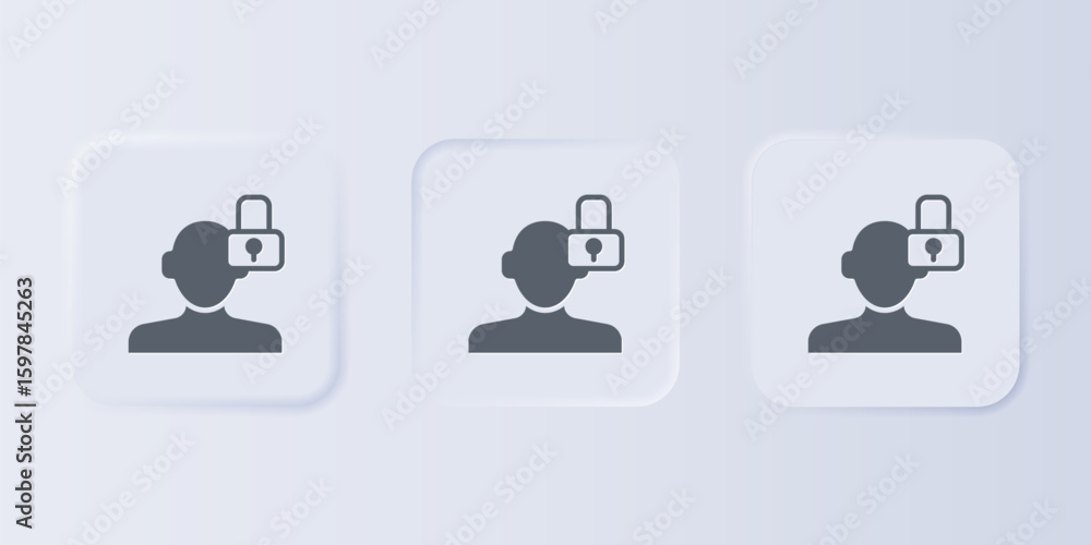 Aufkleber grey closed personality icon isolated on grey background. introvert psychology. set icons in square 