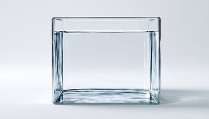 Clear glass cube filled with water