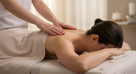 Obraz premium Relaxing back massage in a spa environment for wellness and therapeutic benefits