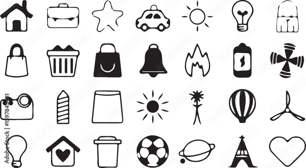 Poster set of vector icons for web and apps