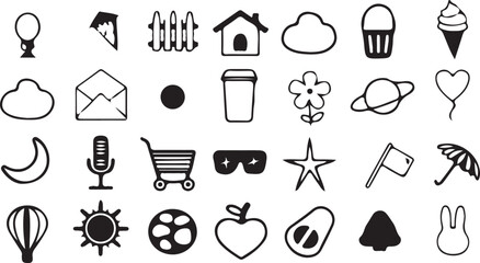 Vector illustration set of kitchen tools and utensils icons for food design