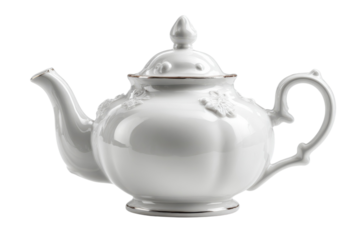 Elegant White Porcelain Teapot Fine China Decorative Tea Kettle Antique Style Design Classic