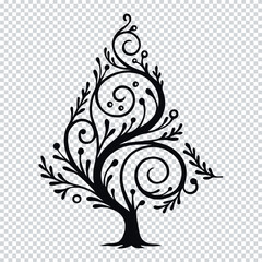 Artistic Floral Christmas Tree Silhouette