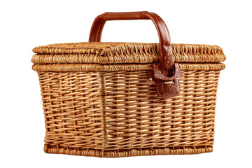 Woven Picnic Basket with Leather Handle Rustic Charm Vintage Style Countryside Picnic Retro Vibe