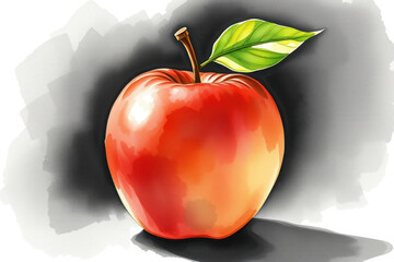 Obraz premium Hand-drawn apple sketch. Colorful paint illustration.