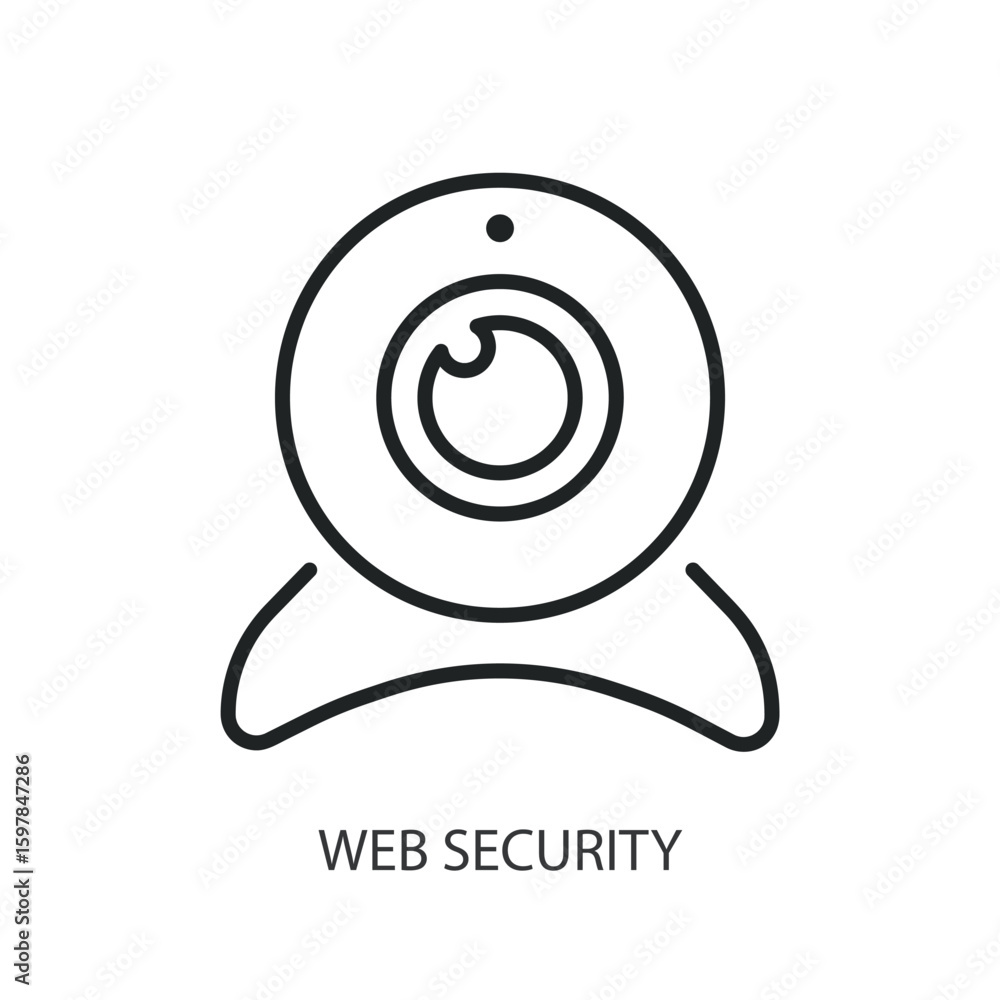 Poster web security thin line vector icons.