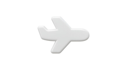 Fototapeta premium Simple 3D White Airplane Icon for Travel and Transportation Concepts and Tourism